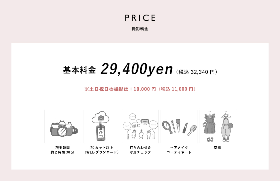 PRICE撮影料金