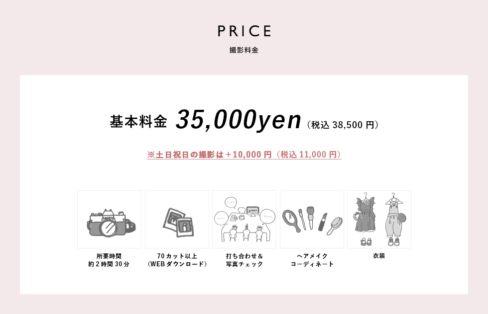 PRICE撮影料金